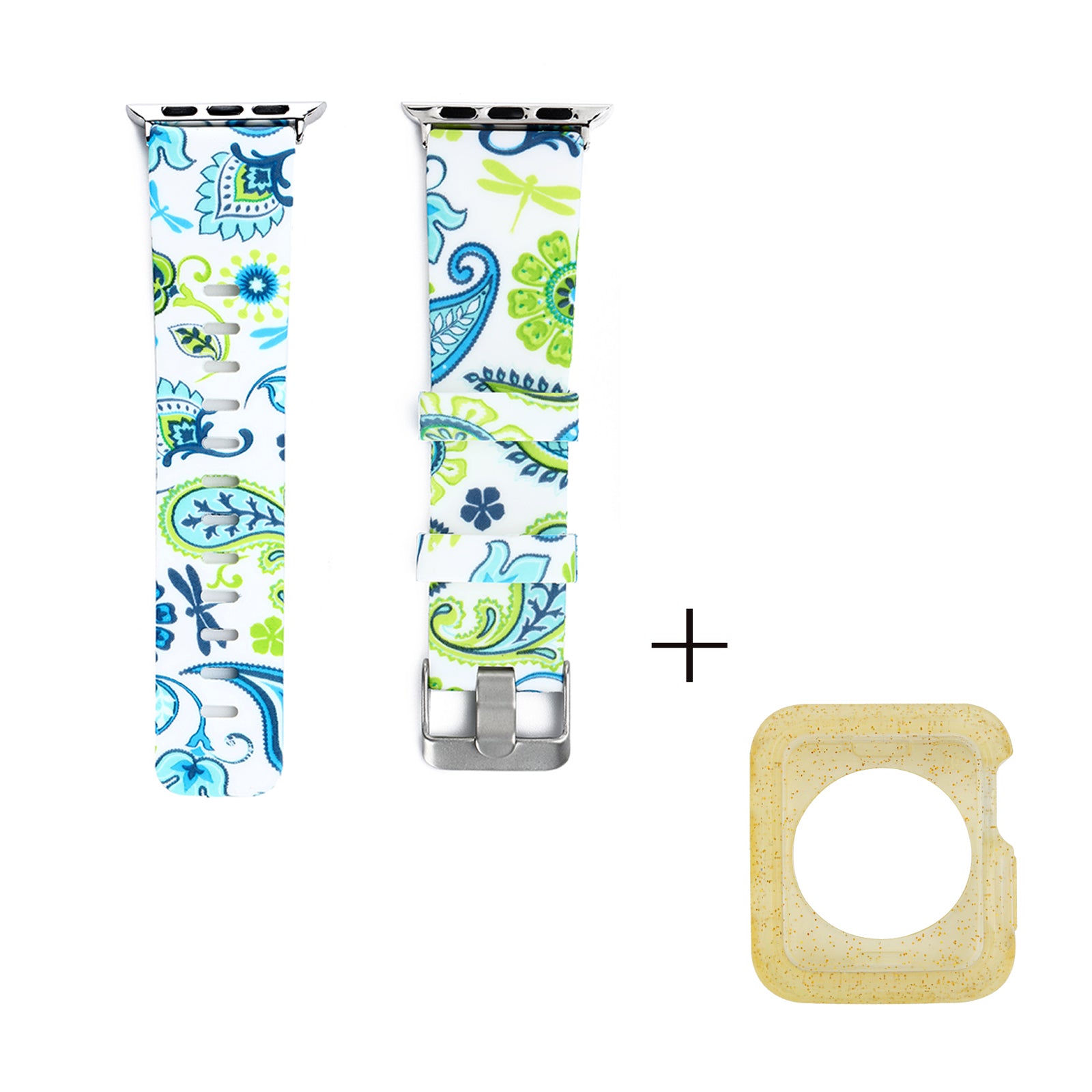 For Apple Watch Series 1 2 3 42mm Pattern Printed Watch Band with Yellow TPU Case Silicone Watch Strap For Apple Watch Series 1 2 3 42mm Pattern Printed Watch Band with Yellow TPU Case Silicone Watch Strap